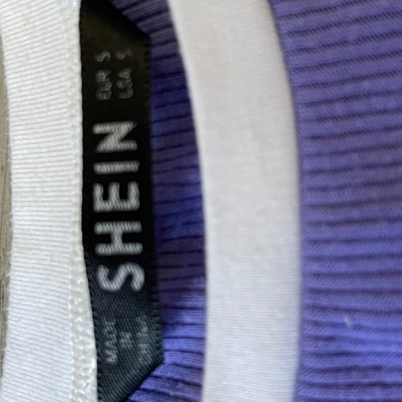 Ladies SHEIN size S ribbed crop top. Angel. Purple and white. Soft and stretchy - Picture 3 of 8